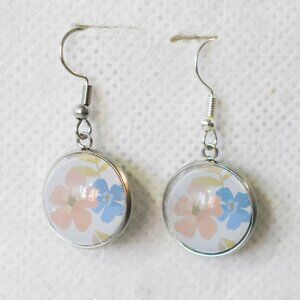 Hypoallergenic Flower Cabochon Earrings with Stainless Steel Hooks